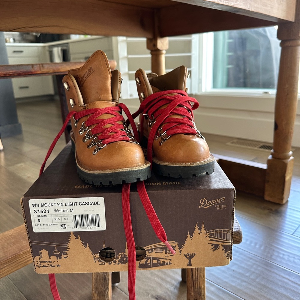 Danner Brown and Red Hiking Boots Rugged Outdoor Footwear